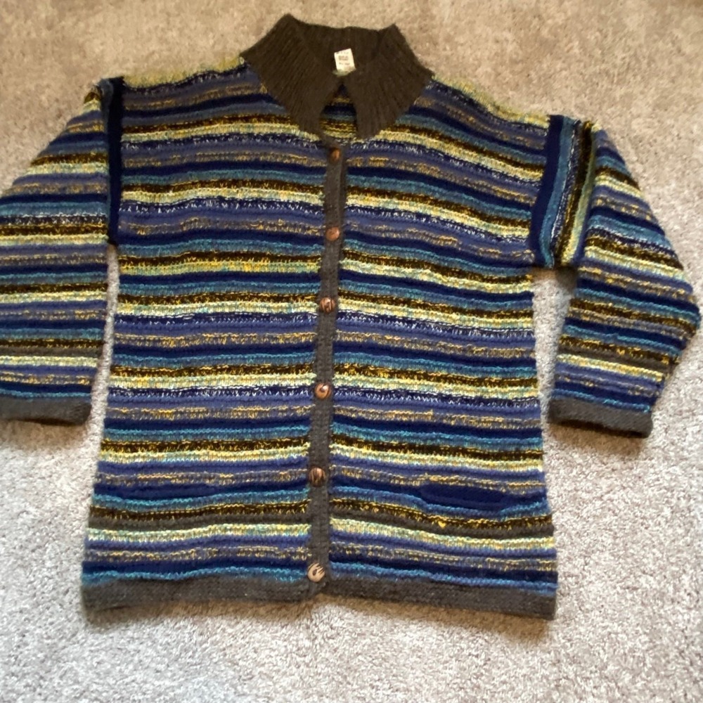 Cardigan Sweater Thick Wool Preppy Ecuador Knit Fisherman San Cristobal sku5